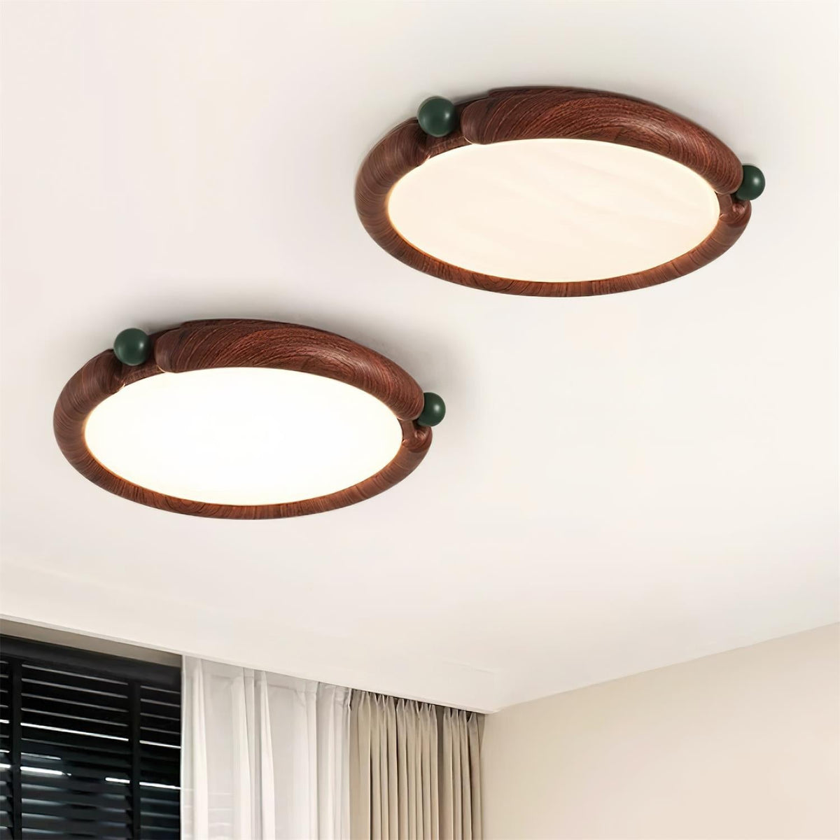Ceiling Light Round Panel Walnut A/B Model-Neutral Decor