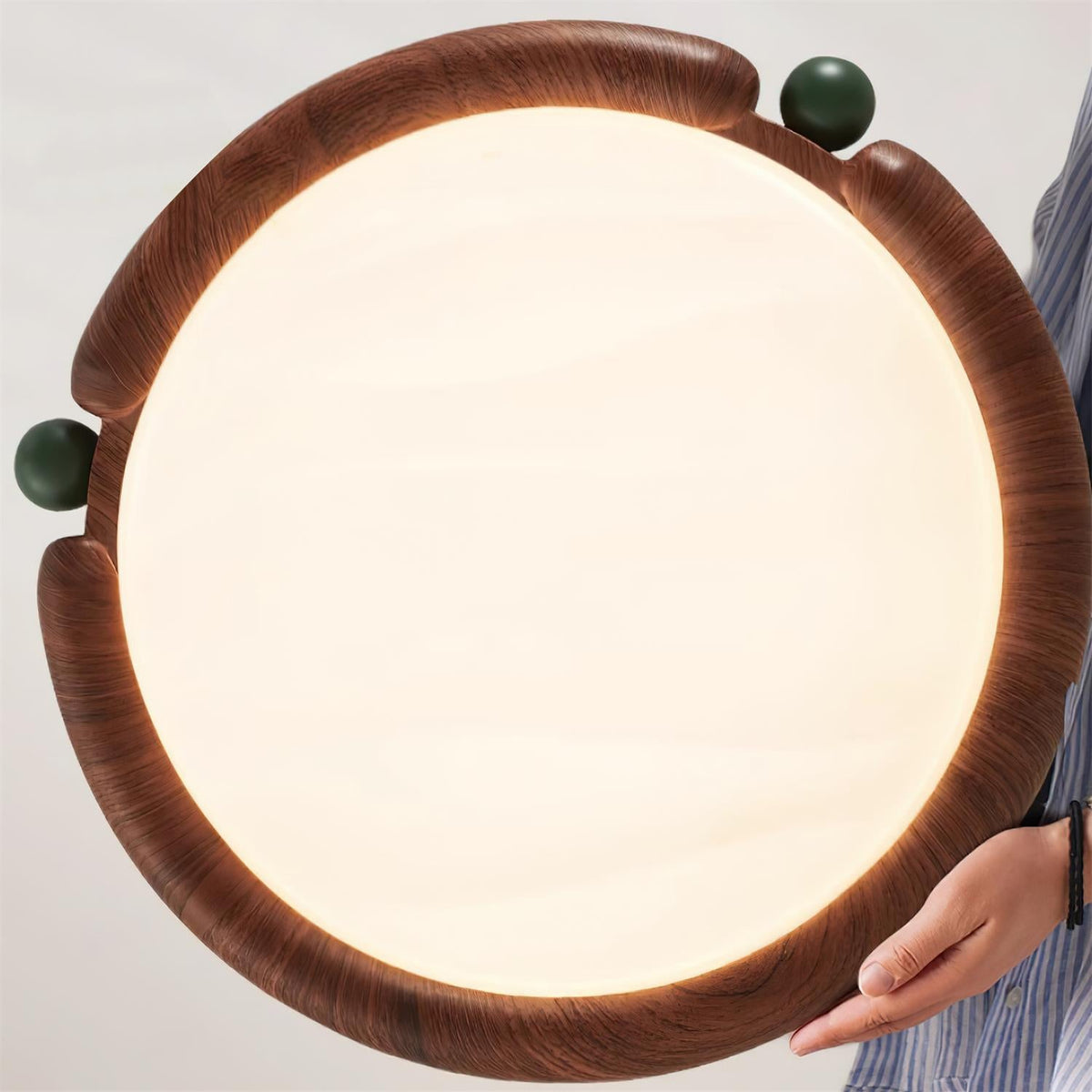 Ceiling Light Round Panel Walnut A/B Model-Neutral Decor