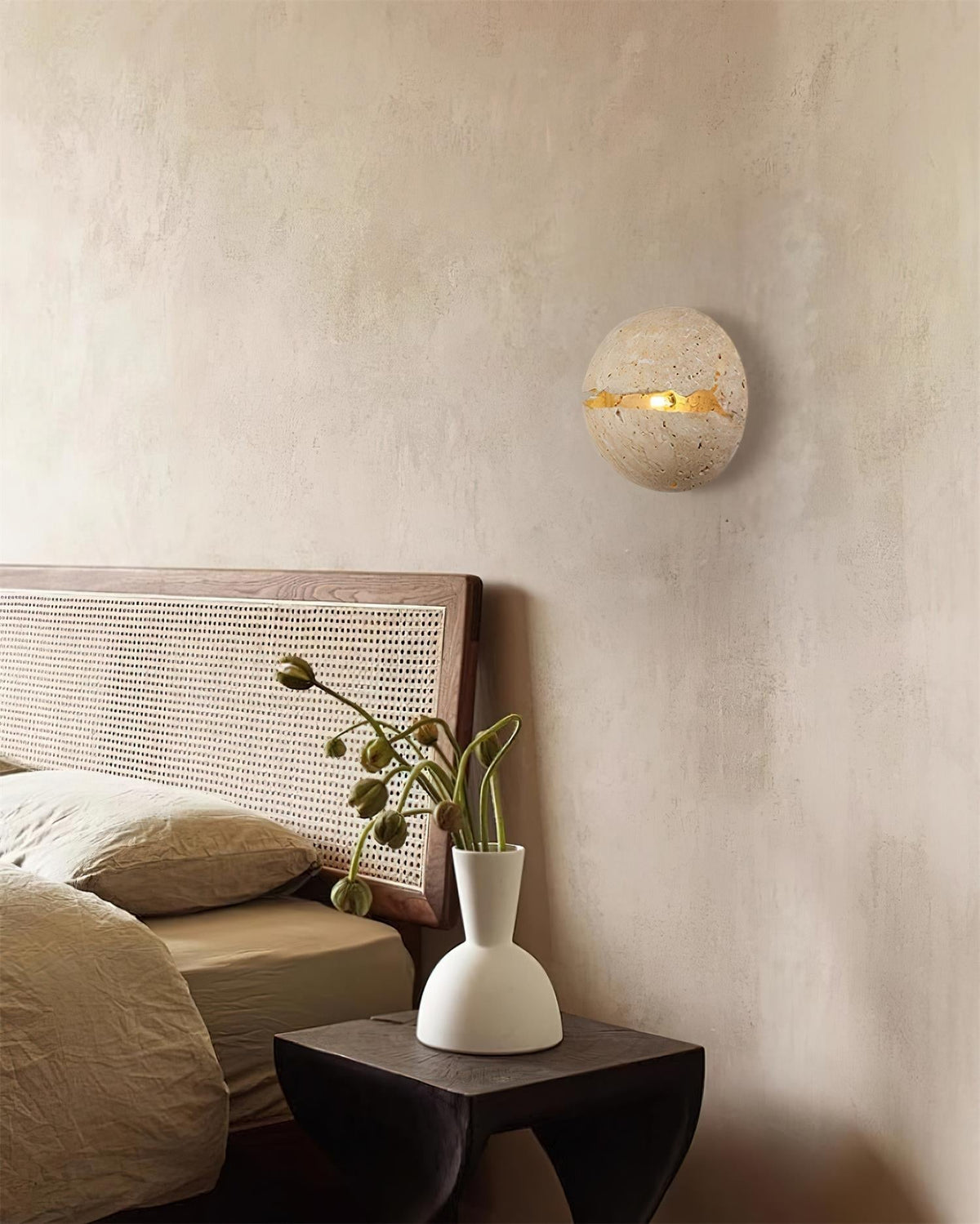 Dinosaur Egg Travertine Wall Lamp-Neutral Decor