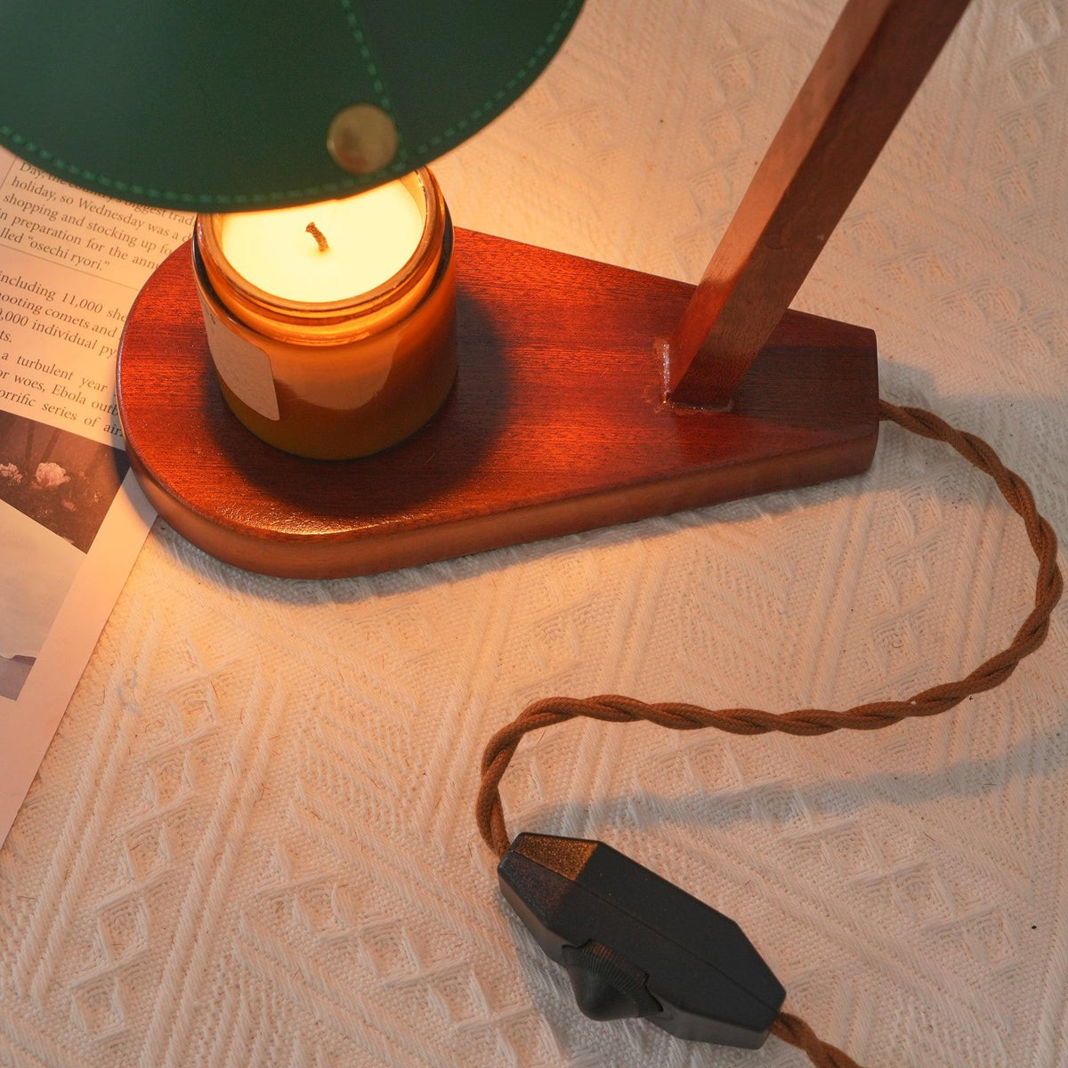 Elvuia Lampe de Table en Bois Vert
