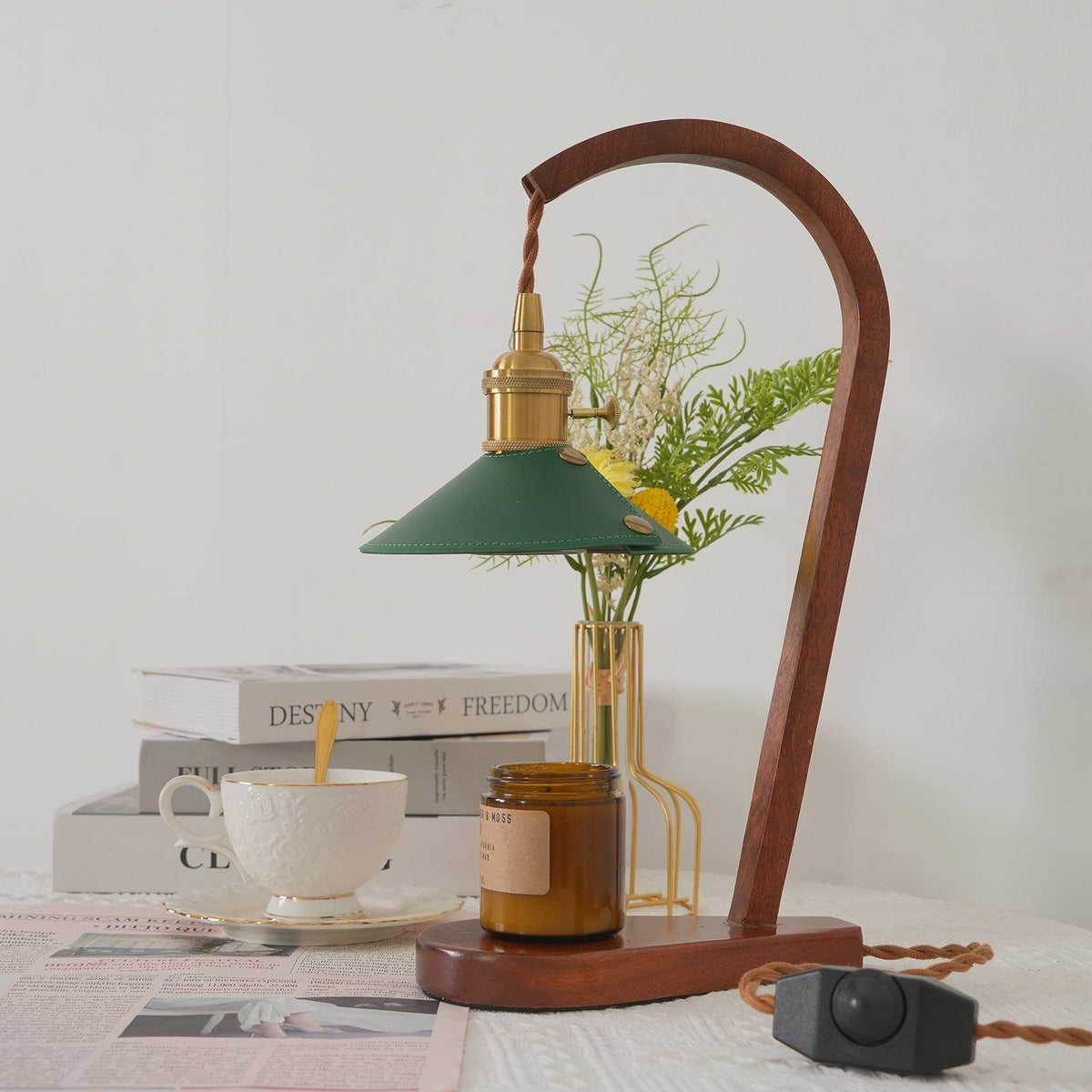 Elvuia Lampe de Table en Bois Vert