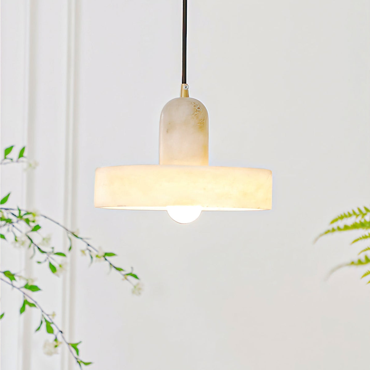 Luste Disc Orb Alabaster Pendant Light-Neutral Decor
