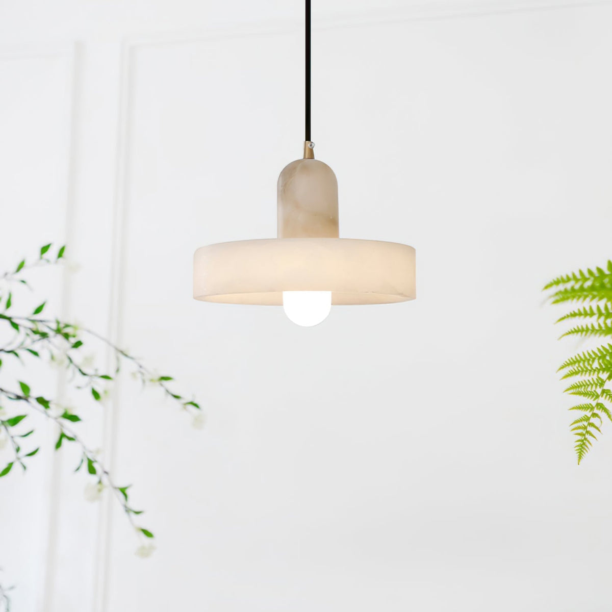 Luste Disc Orb Alabaster Pendant Light-Neutral Decor