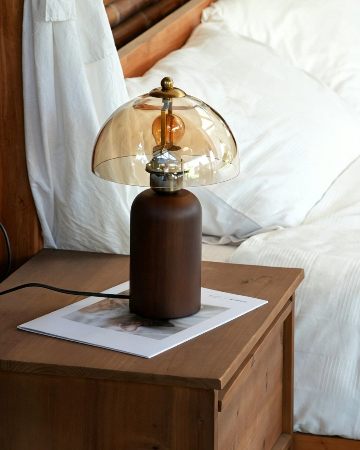 Side profile view of the Disko Table Lamp, highlighting its mushroom-like form.