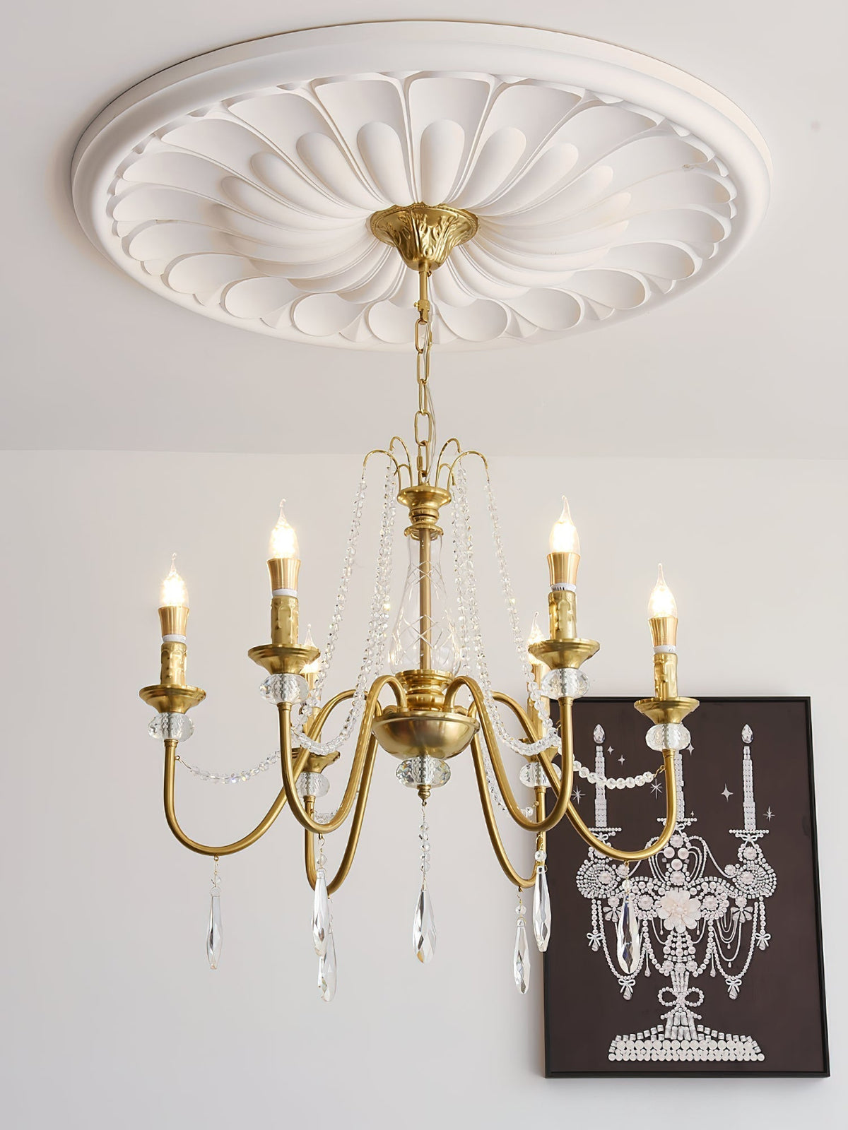 Mote Lustre Laiton Cristal Luxe Postmoderne