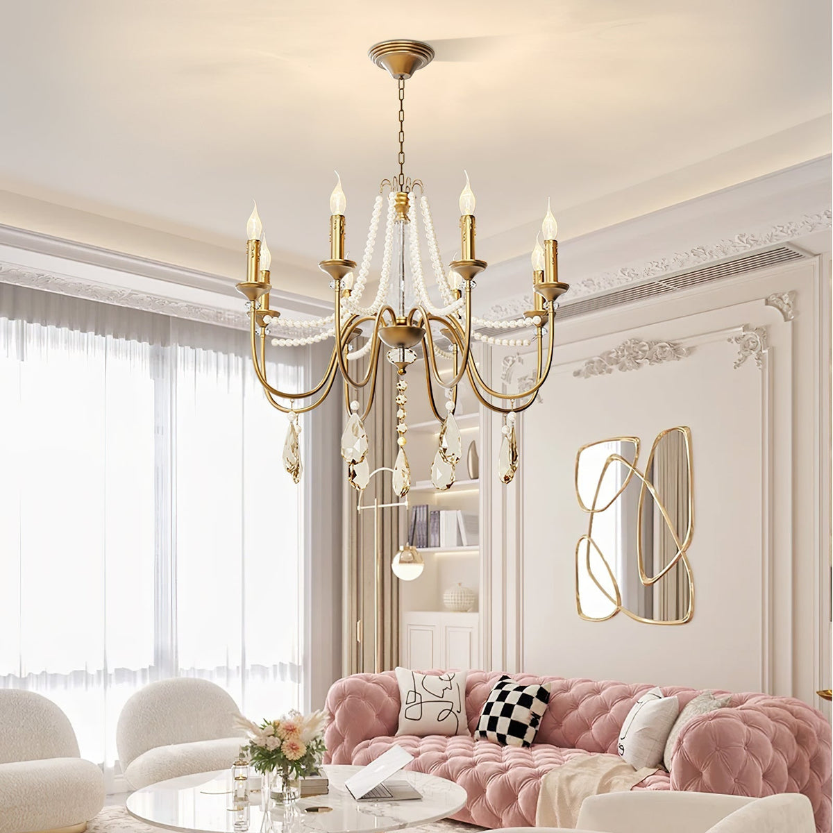 Mote Lustre Laiton Cristal Luxe Postmoderne