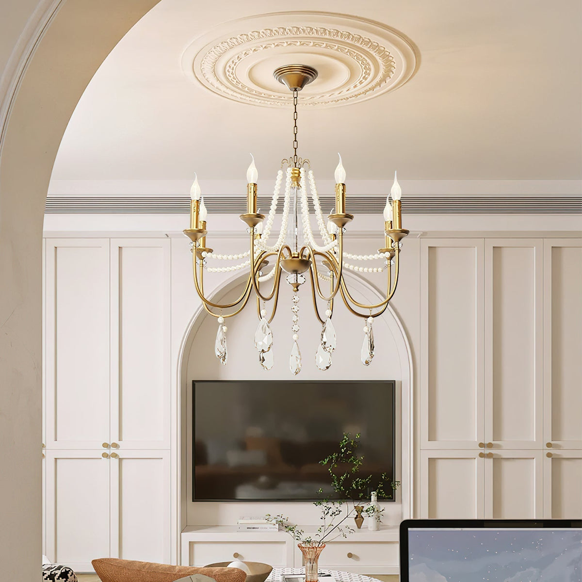 Mote Lustre Laiton Cristal Luxe Postmoderne