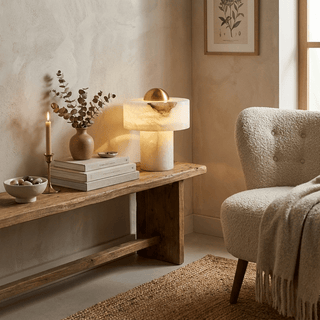 Dome Alabaster Table Lamp-Neutral Decor