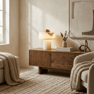 Dome Alabaster Table Lamp-Neutral Decor