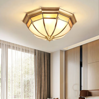 Vovynan Élégance Dôme Laiton Verre Applique Plafond