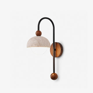 Dome Globe Travertine Arc Sconce-Neutral Decor