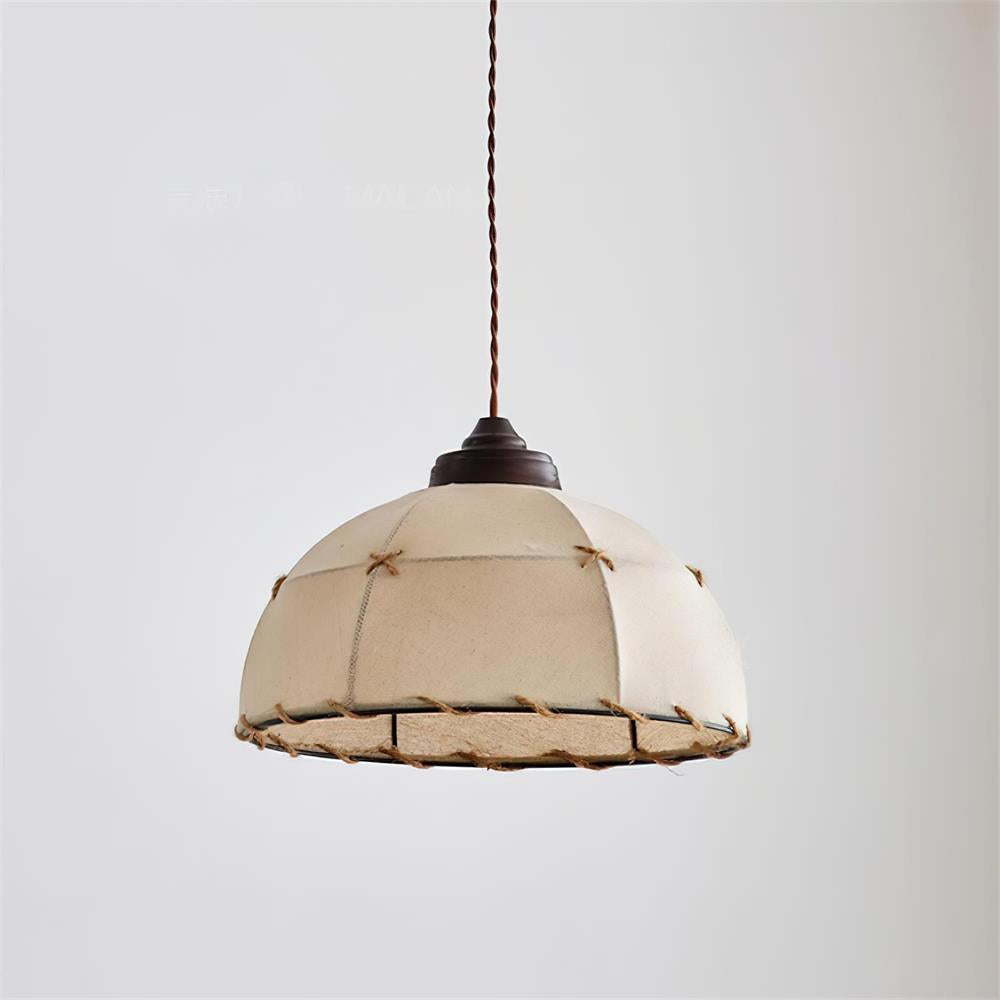Pendant Light Fabric Dome Shade Vintage Minimalist Soft Glow-Neutral Decor