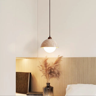 Dome Travertine Pendant Lamp-Neutral Decor