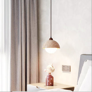 Dome Travertine Pendant Lamp-Neutral Decor