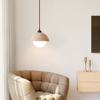 Dome Travertine Pendant Lamp-Neutral Decor