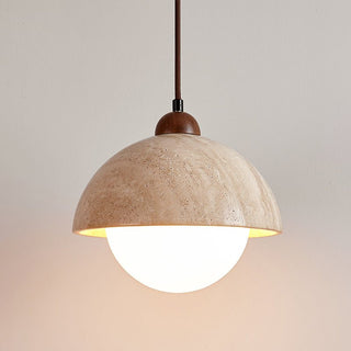 Dome Travertine Pendant Lamp-Neutral Decor