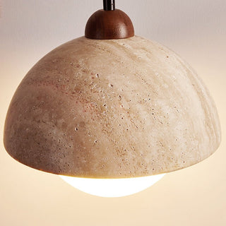 Dome Travertine Pendant Lamp-Neutral Decor