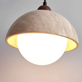 Dome Travertine Pendant Lamp-Neutral Decor