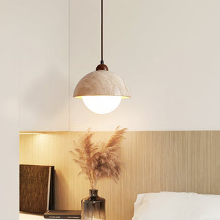 Dome Travertine Pendant Lamp-Neutral Decor