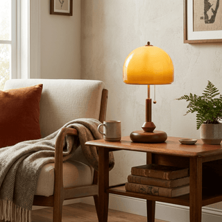Dome Wooden Table Lamp-Neutral Decor
