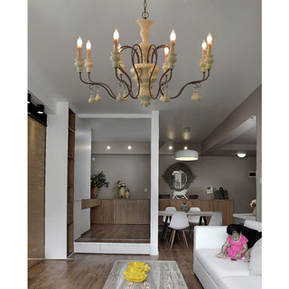Quartz Lustre Bois Métal Luxe Campagne Salon