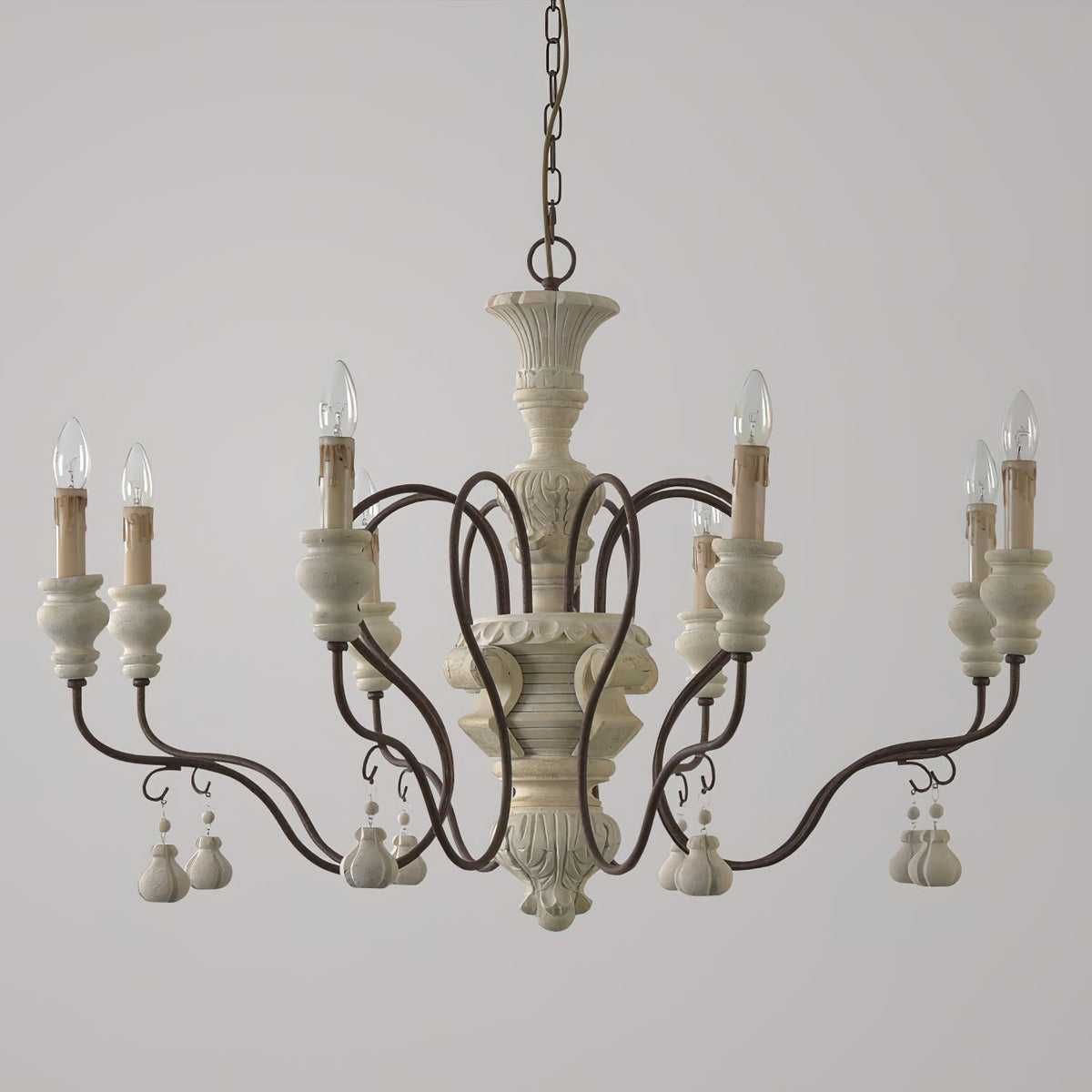Quartz Lustre Bois Métal Luxe Campagne Salon