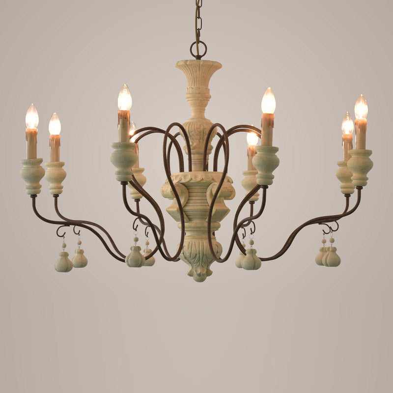 Quartz Lustre Bois Métal Luxe Campagne Salon