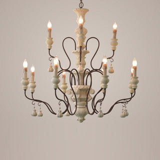 Quartz Lustre Bois Métal Luxe Campagne Salon