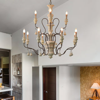 Quartz Lustre Bois Métal Luxe Campagne Salon