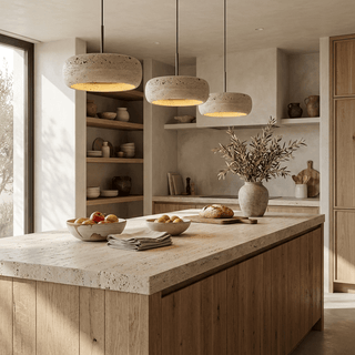 Donut Travertine Pendant Lamp-Neutral Decor