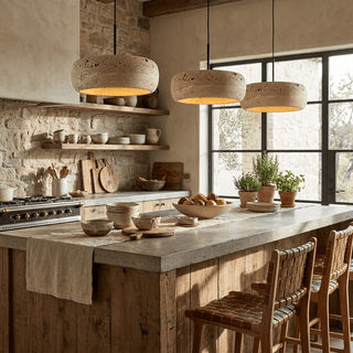Donut Travertine Pendant Lamp-Neutral Decor