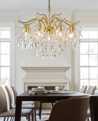 Lustra Lustre Fer Cristal Feuille