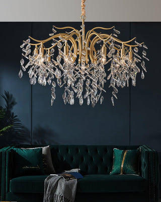 Lustra Lustre Fer Cristal Feuille