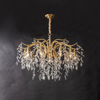 Lustra Lustre Fer Cristal Feuille