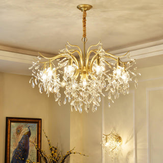 Lustra Lustre Fer Cristal Feuille