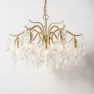 Lustra Lustre Fer Cristal Feuille