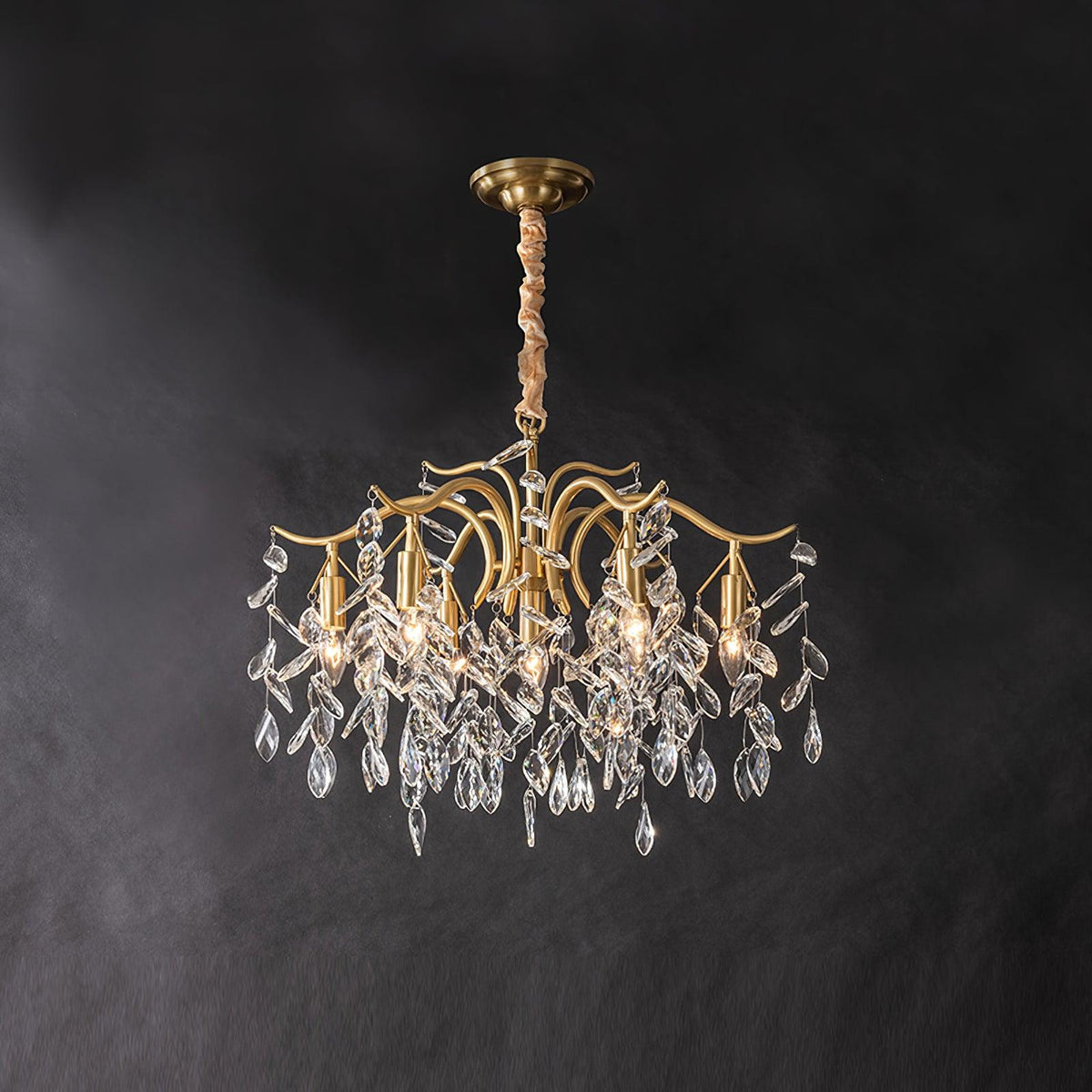 Kellalis Lustre Fer Cristal Feuille