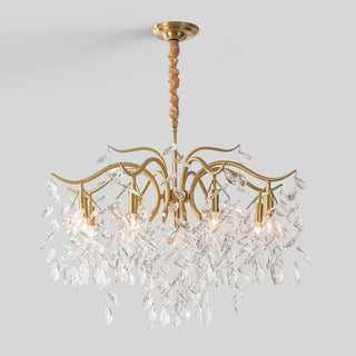 Lustra Lustre Fer Cristal Feuille