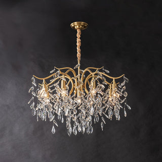 Lustra Lustre Fer Cristal Feuille