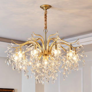 Lustra Lustre Fer Cristal Feuille