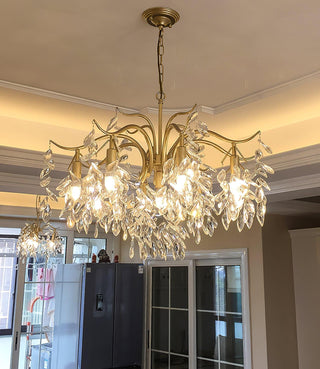 Lustra Lustre Fer Cristal Feuille
