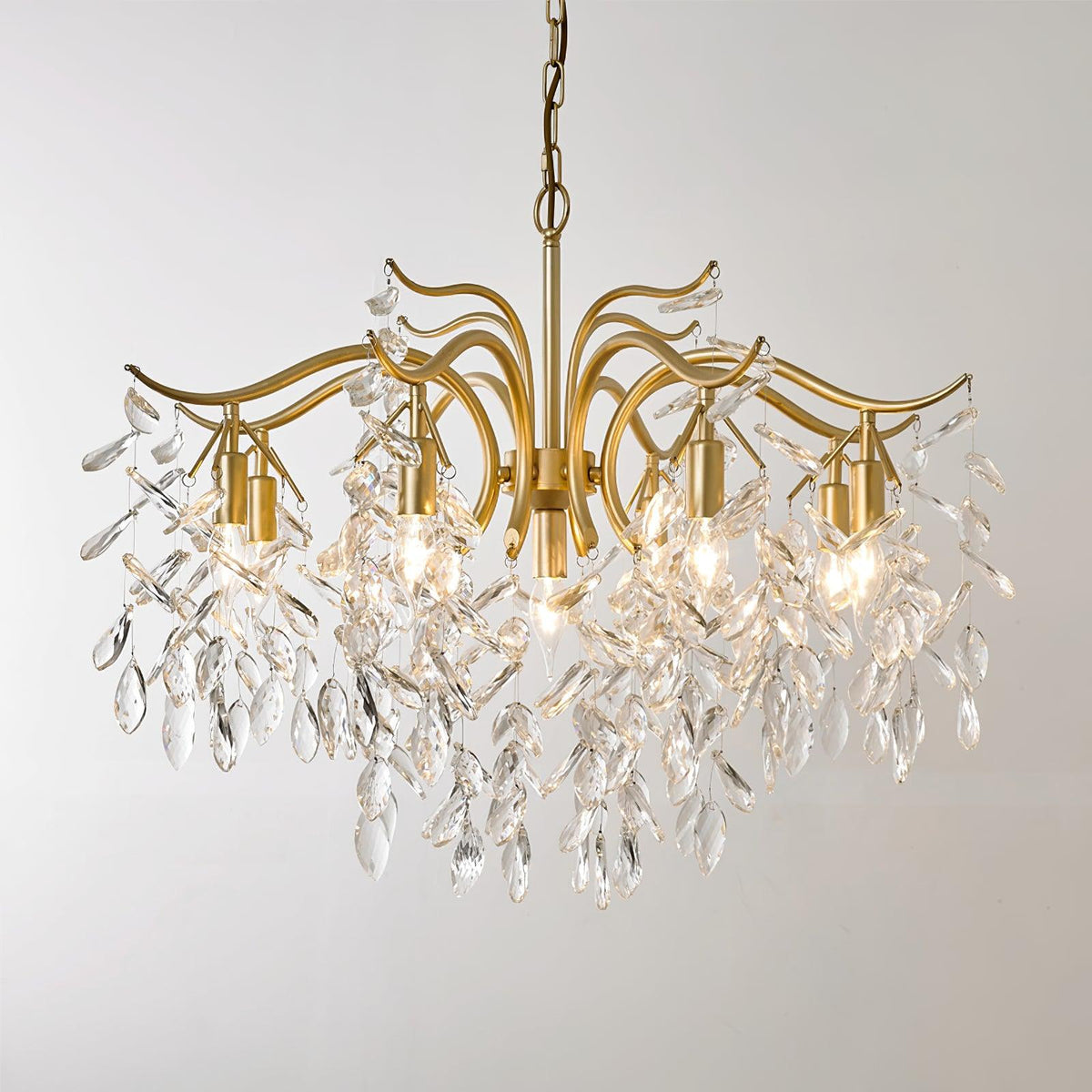 Kellalis Lustre Fer Cristal Feuille