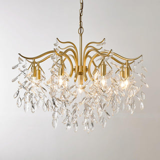 Lustra Lustre Fer Cristal Feuille