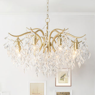 Lustra Lustre Fer Cristal Feuille