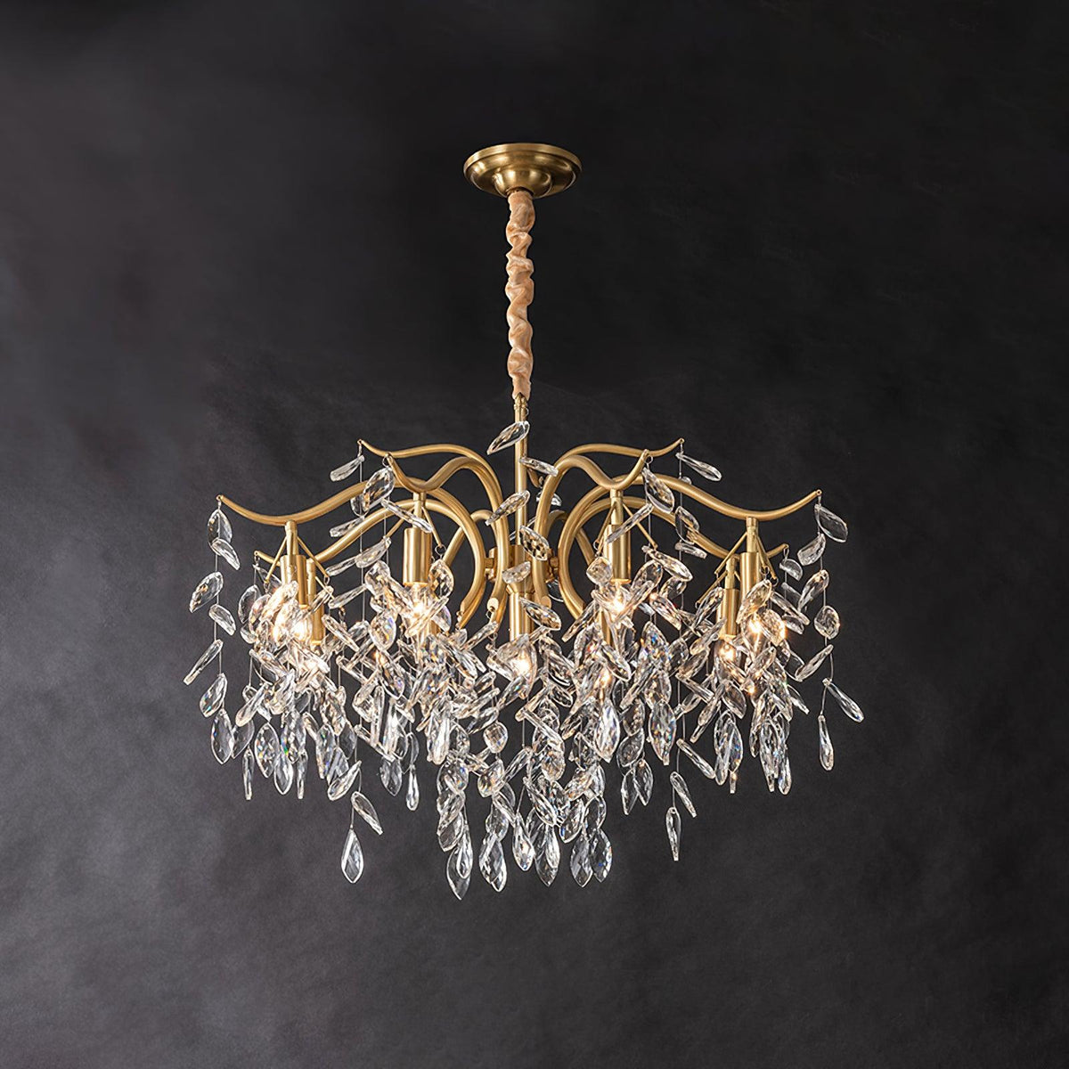 Kellalis Lustre Fer Cristal Feuille