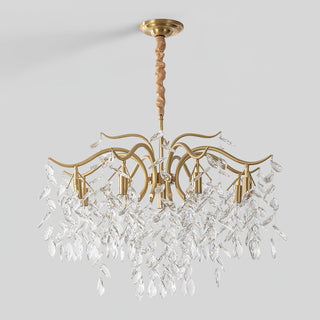 Lustra Lustre Fer Cristal Feuille