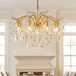Lustra Lustre Fer Cristal Feuille