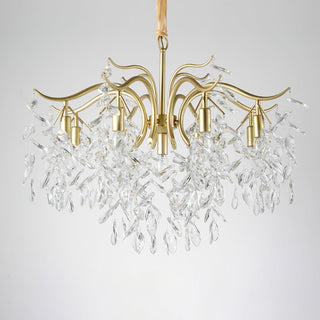 Lustra Lustre Fer Cristal Feuille