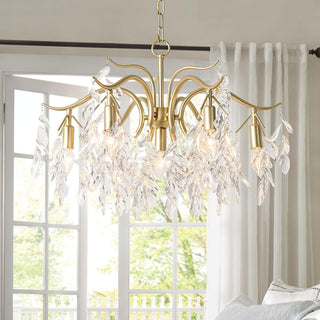 Lustra Lustre Fer Cristal Feuille
