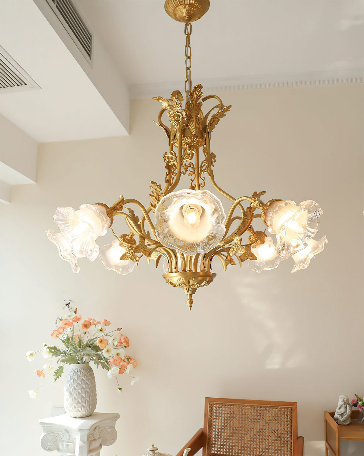 The 6-light version of the Dore Flower Chandelier.